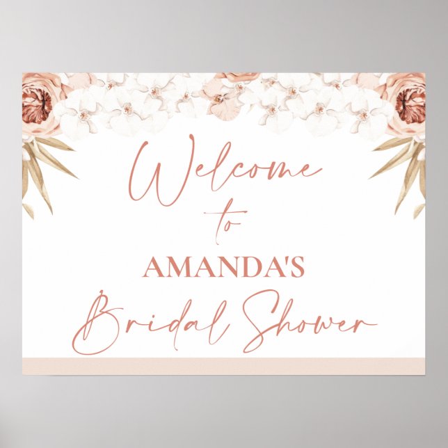 Boho White Orchards Palm Brautparty Willkommen Poster (Vorne)