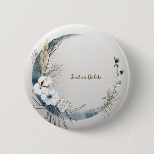 Boho White Orchid Blume Blue Moon Elegantes Party Button