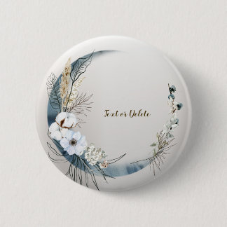 Boho White Orchid Blume Blue Moon Elegantes Party Button