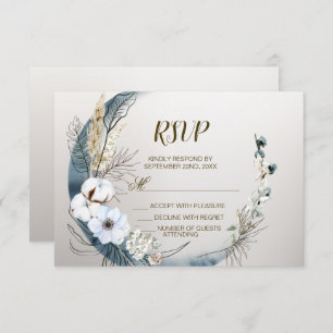 Boho White Orchid Blume Blue Moon Elegantes Party RSVP Karte