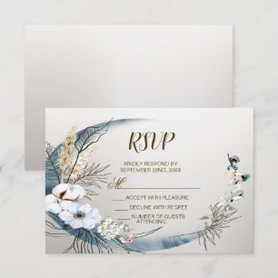 Boho White Orchid Blume Blue Moon Elegantes Party RSVP Karte