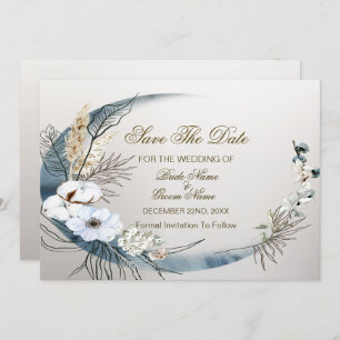 Boho White Orchid Blume Blue Moon Elegantes Party Save The Date
