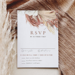 Boho White Orchids and Drired Palm Blätter Wedding RSVP Karte