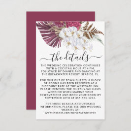 Boho White Orchids Blush Burgundy Floral Wedding E Begleitkarte