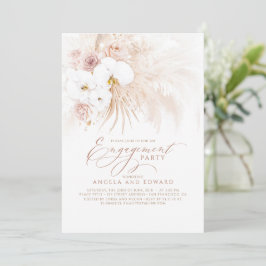 Boho White Orchids Pampas Grass Engagement Party Einladung