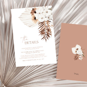 Boho White Orchids Pampas Grass Wedding Details Begleitkarte