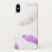 *~* Boho White Pastel Lavendel Feather Polka Dosen
