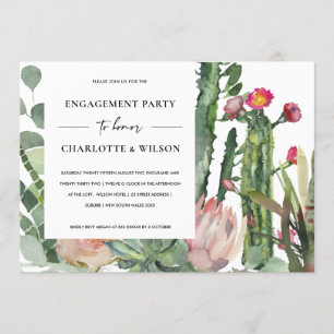 BOHO WHITE PINK FLORAL CACTUS FOLIAGE VERLOBUNG EINLADUNG
