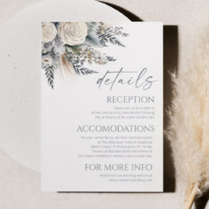 Boho White Rose Blume Hochzeit Details Begleitkarte
