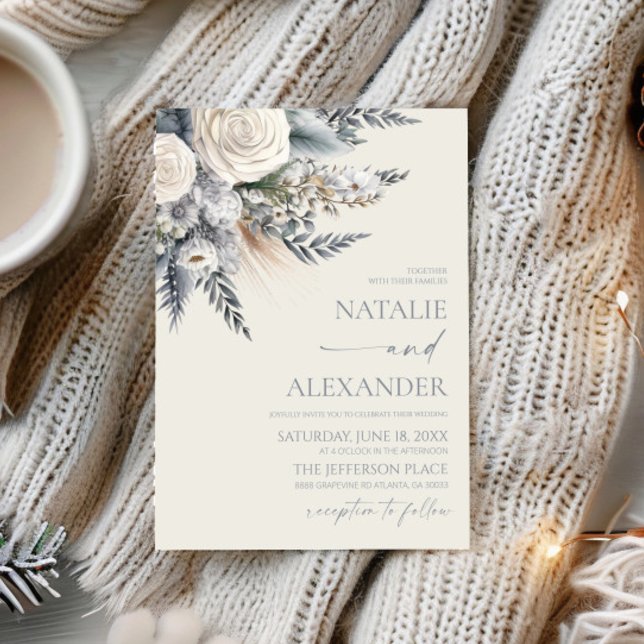 Boho White Rose Blumengarten Hochzeit Einladung (Von Creator hochgeladen)