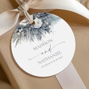 Boho White Rose Blumengarten Hochzeit Geschenkanhänger