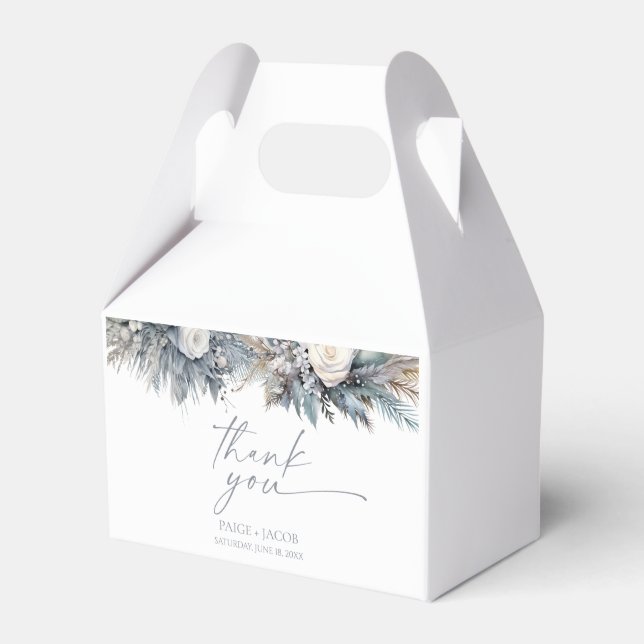 Boho White Rose Blumengarten Hochzeit Geschenkschachtel (Vorderseite)