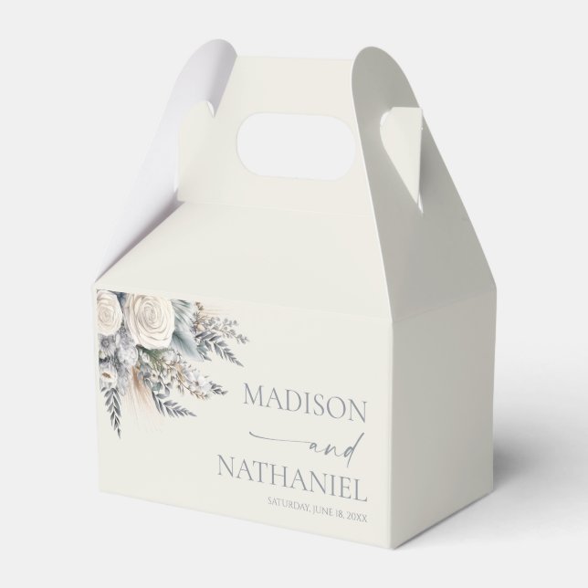 Boho White Rose Blumengarten Hochzeit Geschenkschachtel (Vorderseite)