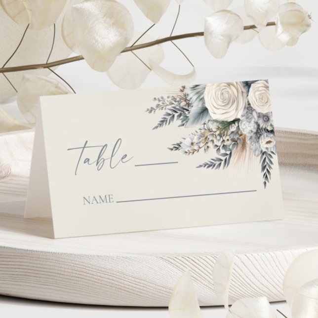 Boho White Rose Blumengarten Hochzeit Platzkarte (Von Creator hochgeladen)