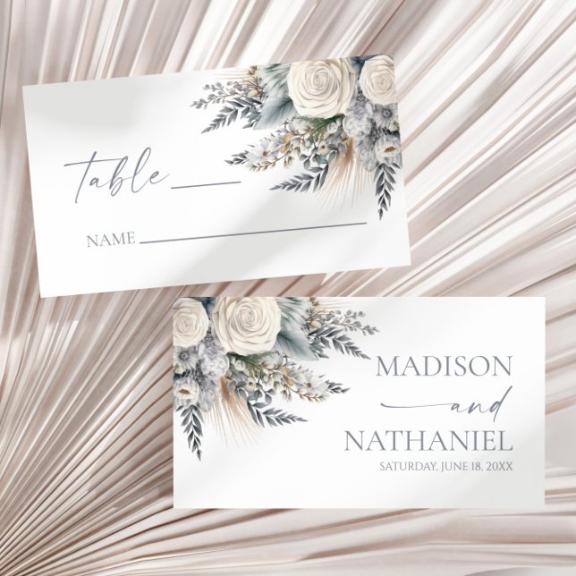 Boho White Rose Blumengarten Hochzeit Platzkarte (Von Creator hochgeladen)