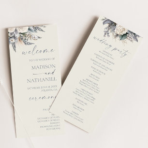 Boho White Rose Blumengarten Hochzeit Programm