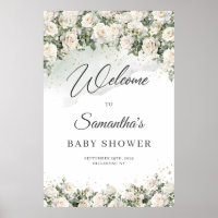 Boho White Roses Blumengarten Baby Dusche Empfang