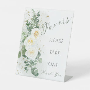 Boho White Roses Eukalyptus Favoriten Bitte nehmen Sockelschild
