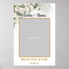 Boho White Roses Grüne Hochzeit Foto Requisite Poster