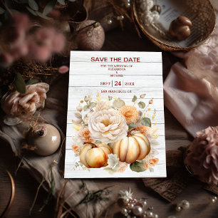 Boho White und Gold Glitzer Pumpkins Wedding Save The Date