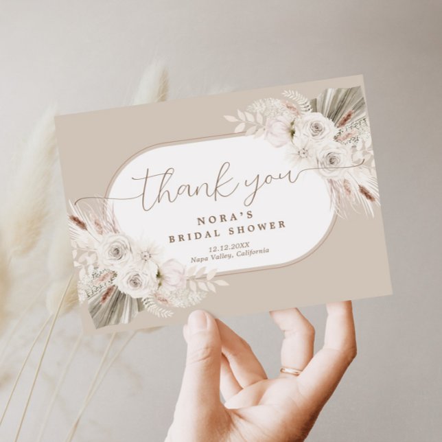 Boho White und Neutral Bouquet Dankeskarte (Von Creator hochgeladen)