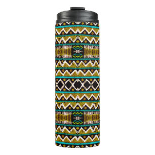 Boho-Wiederholung. Geometrische nahtlose Stickerei Thermosbecher