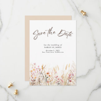 Boho Wild Blume Save the Date Karte | Minimalistis