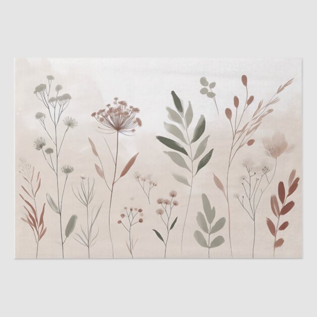 Boho Wild Blume | Wüstengarten-Blumenmuster Seidenpapier (Vorderseite)