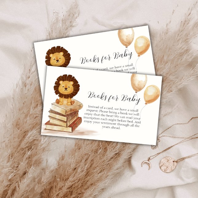 Boho Wild Lion Balloon Bücher für Babydusche Begleitkarte (Boho Wild Lion Balloon Books For Baby Shower Enclosure Card)