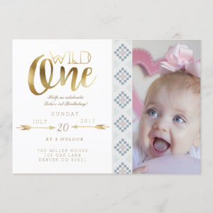 Boho Wild One Einladung zum ersten Geburtstag
