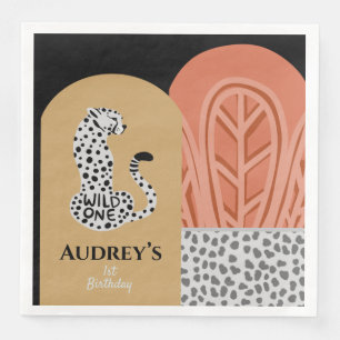 Boho Wild One Girls erster Geburtstag Leopard Serviette