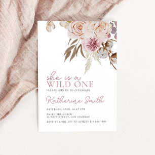 Boho Wild One WILDBLUME Blumenmädchen Geburtst Einladung