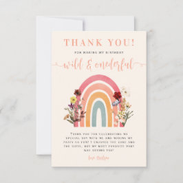 Boho Wild & Onederful Wildblume Rainbow Birthday Dankeskarte