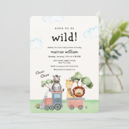 Boho Wild Safari Animals Train Baby Shower Einladung