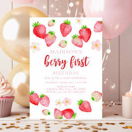 Boho Wild Strawberry Berry Erster Geburtstag Einladung