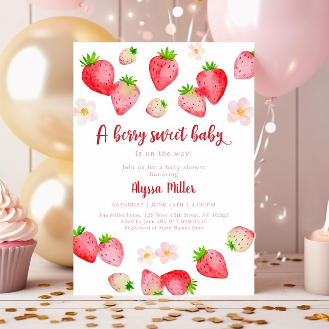 Boho Wild Strawberry Berry Sweet Baby Shower Einladung (Von Creator hochgeladen)