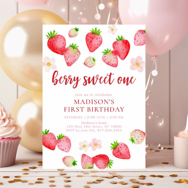 Boho Wild Strawberry Berry Sweet One Birthday Einladung (Von Creator hochgeladen)