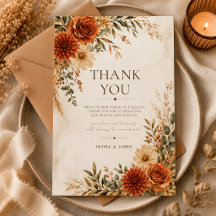 Boho Wild Terrakotta-Garten-Hochzeit-Dankeskarten