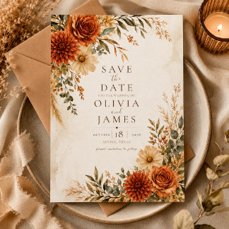 Boho Wild Terrakotta-Garten Save the Date Einladung