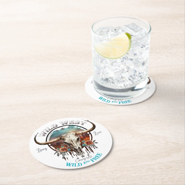 Boho Wild und Free Runder Pappuntersetzer (Vor Ort)