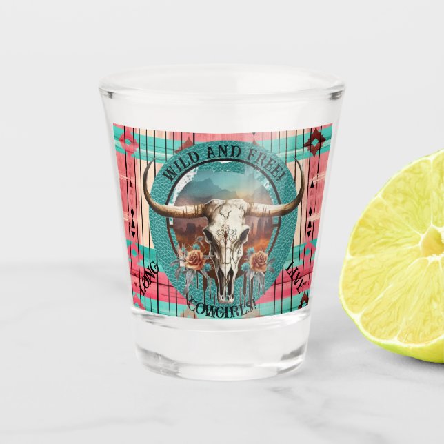 Boho Wild und Free Tequila Schnapsglas (Vorderseite)