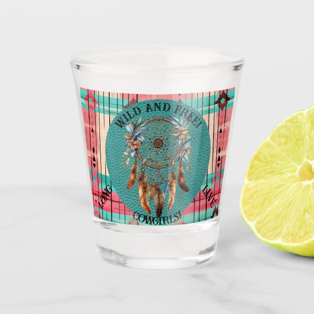 Boho Wild und Free Tequila Schnapsglas (Vorderseite)