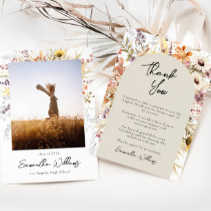 Boho Wildblume Abschluss Danke, Card Einladung