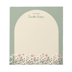 Boho Wildblume Arch Floral Border Notizblock