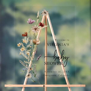 Boho Wildblume Baby Dusche Acrylschild