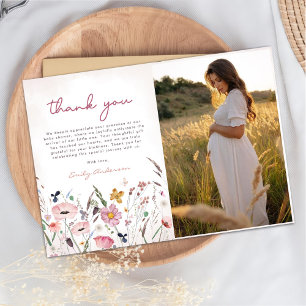Boho Wildblume Baby Dusche Dankeskarte