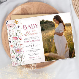 Boho Wildblume Baby Dusche Foto Einladung
