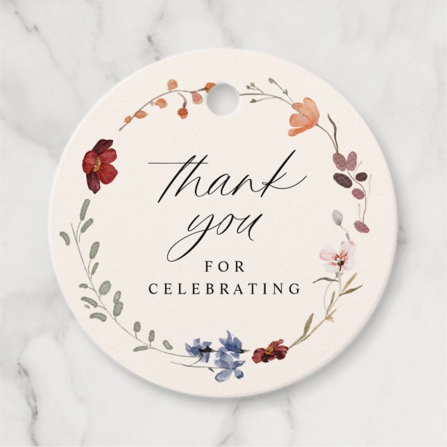 Boho Wildblume Baby Dusche Geschenkanhänger (Vorderseite)