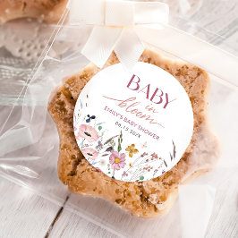 Boho Wildblume Baby Dusche Runder Aufkleber