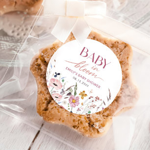 Boho Wildblume Baby Dusche Runder Aufkleber